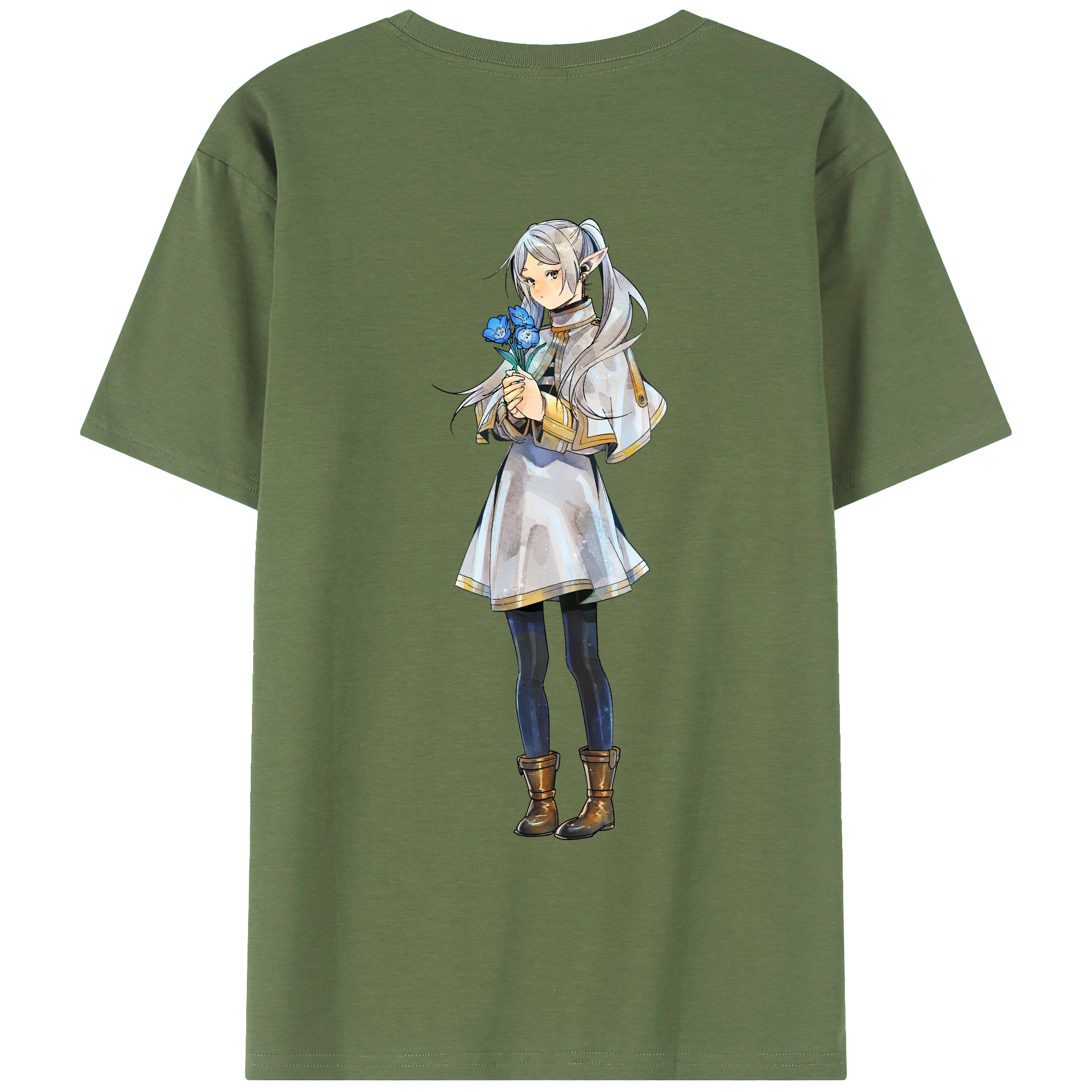 （画像用） 葬送のフリーレン Frieren 綿100％ メンズ半袖Tシャツ（バックプリント） 通気性